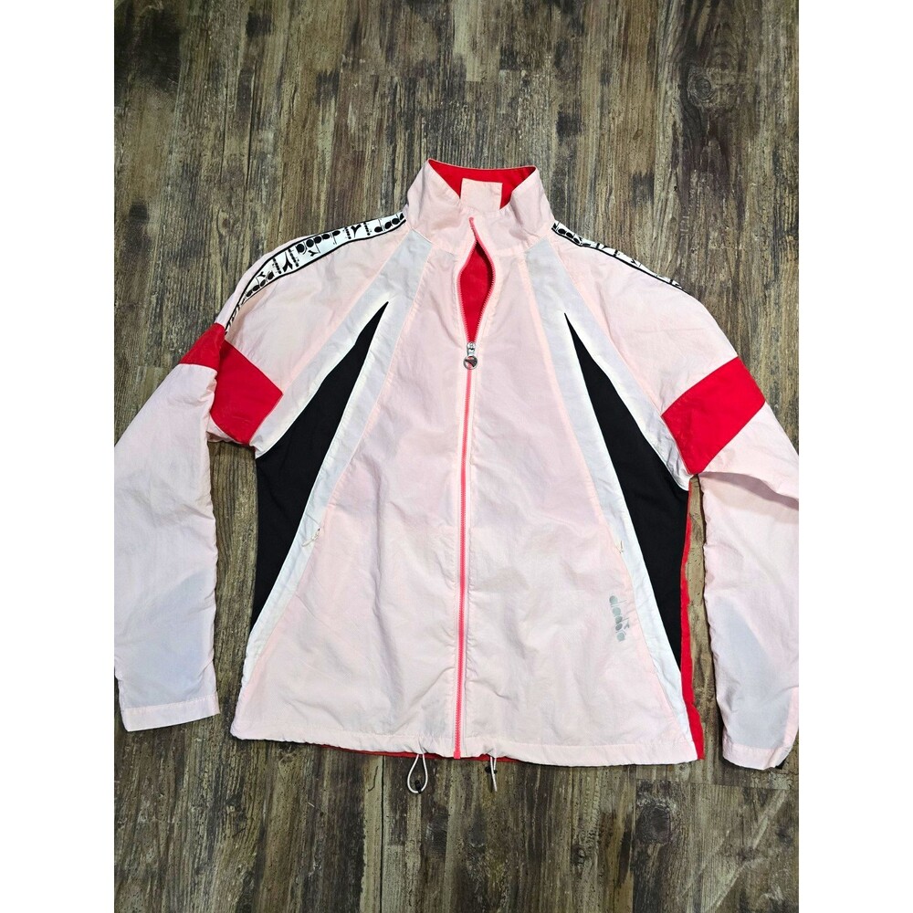 Diadora Men’s Colorblock Track Jacket Full-Zip Stand-Up Collar Red/White/Black M